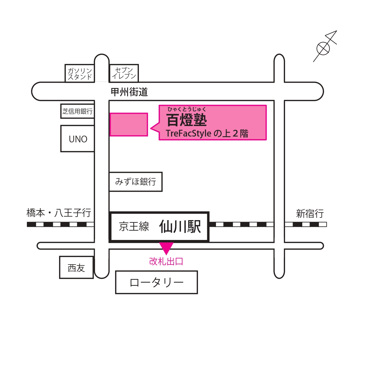 百燈塾の場所を示す地図